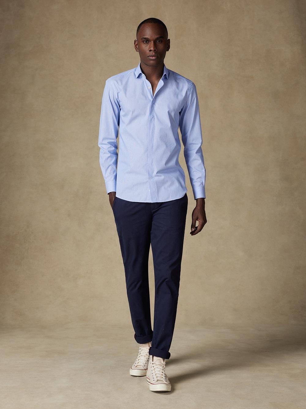 Pinstripe shirt - Blue - Hidden Placket