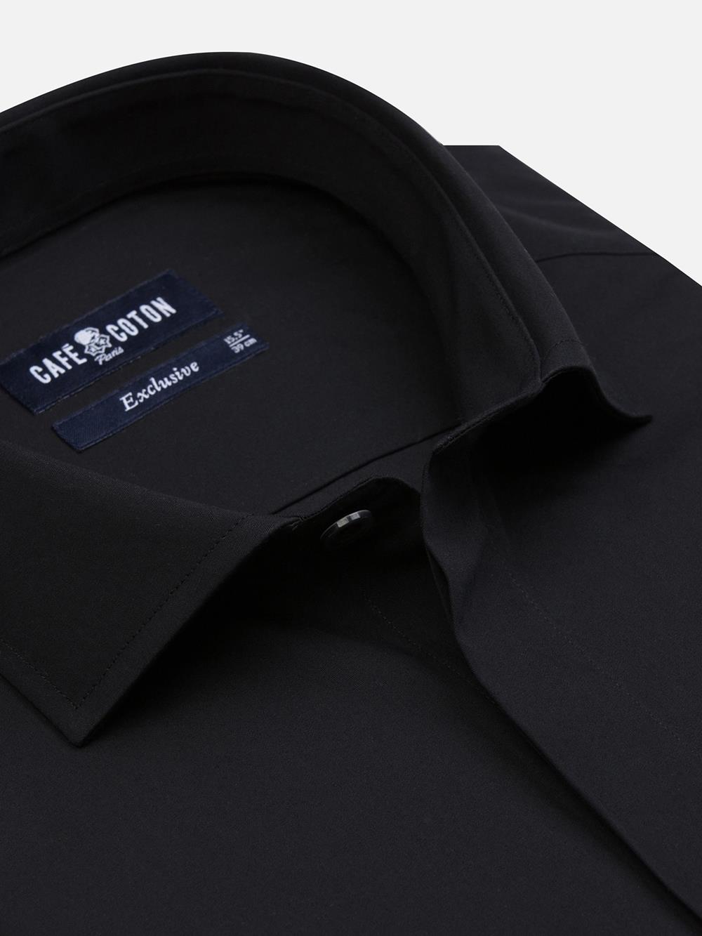 Poplin shirt - Black - Hidden Placket