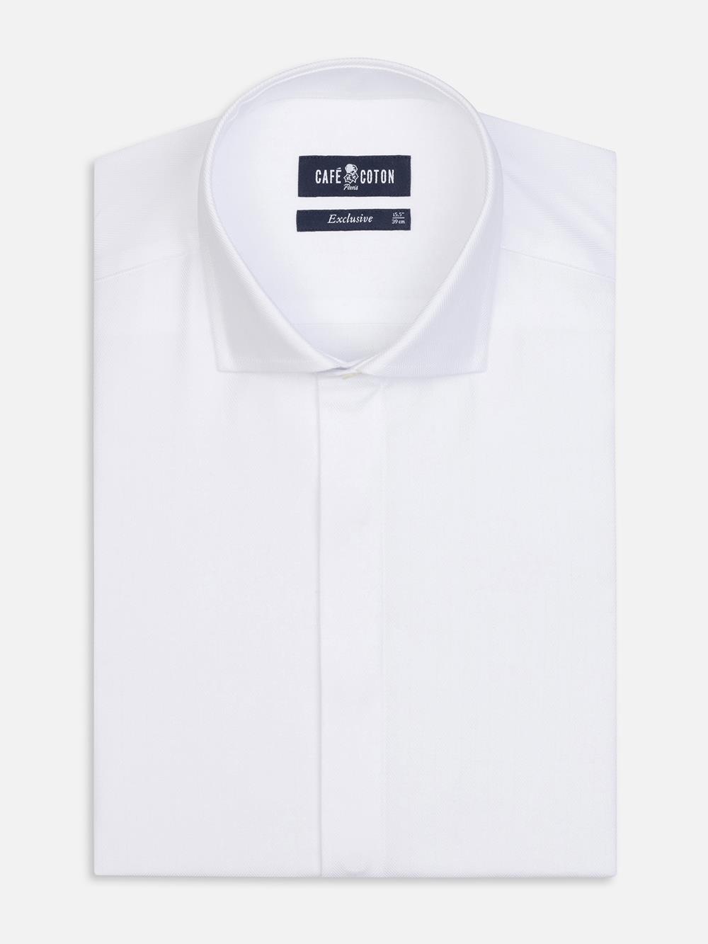 Camisa entallada de espiga blanca