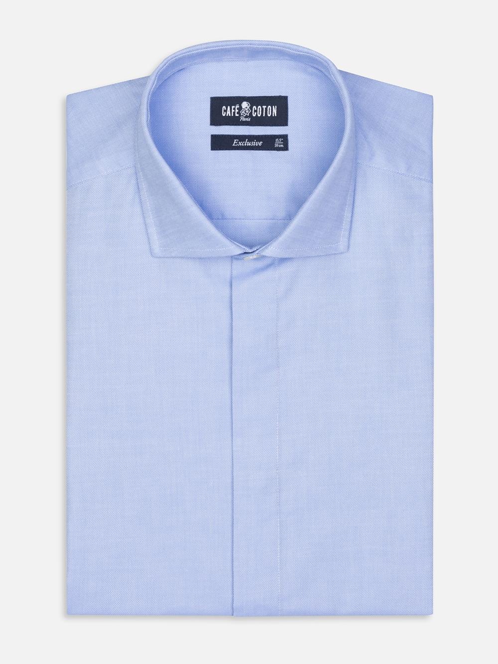 OxfordTailliertes Hemd himmelblau - Verdeckte Knopfleiste