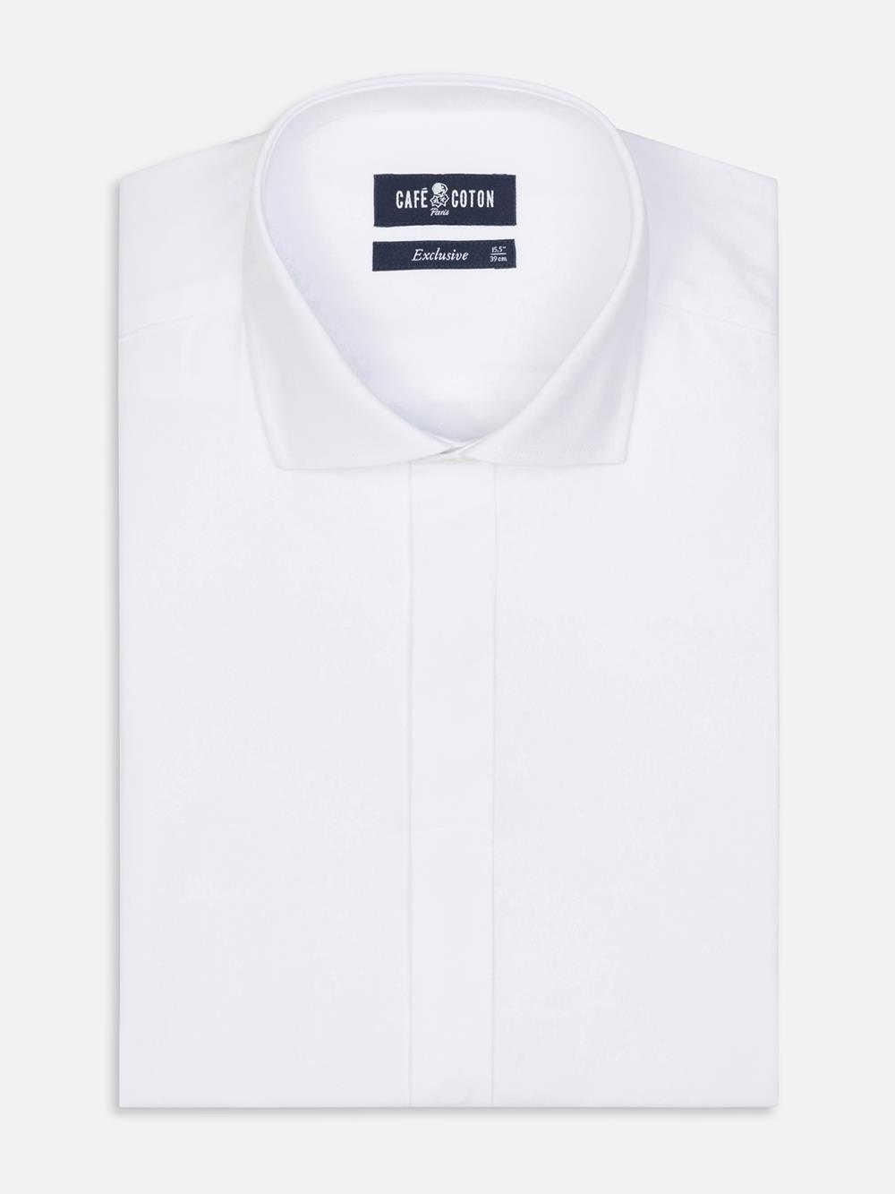 White Pin Point slim fit shirt - Hidden Placket