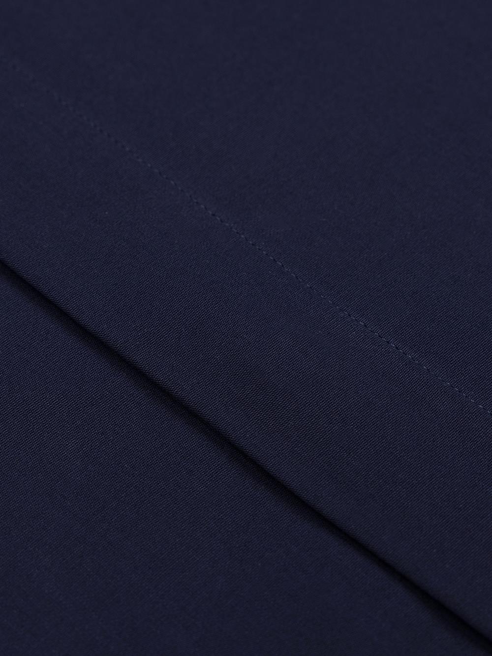 Poplin slim fit shirt with hidden throat - Navy