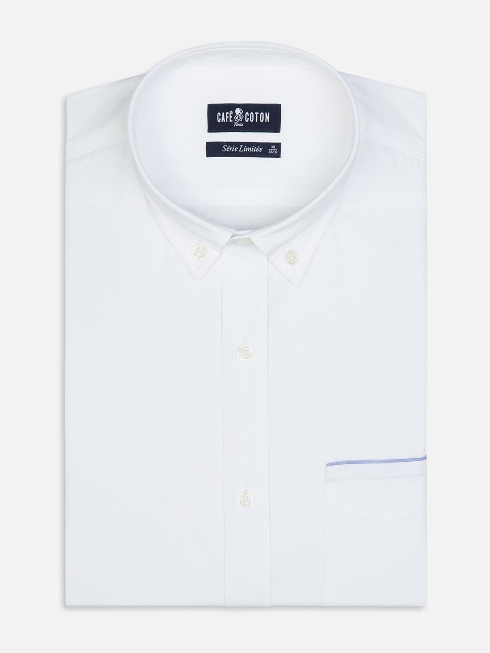 Chemise col boutonné en popeline blanche - Série Limitée