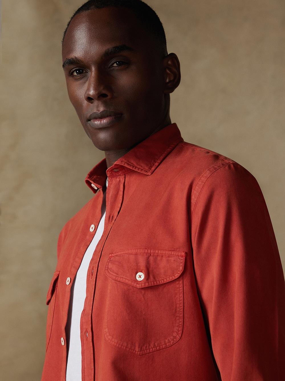 Chemise Scali en gabardine terracotta - Série limitée