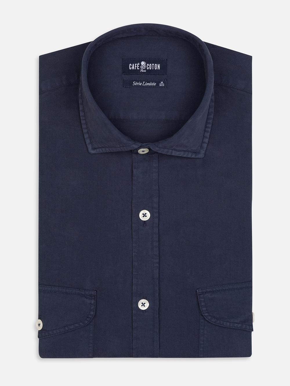 Scali shirt in navy gabardine - Limited edition