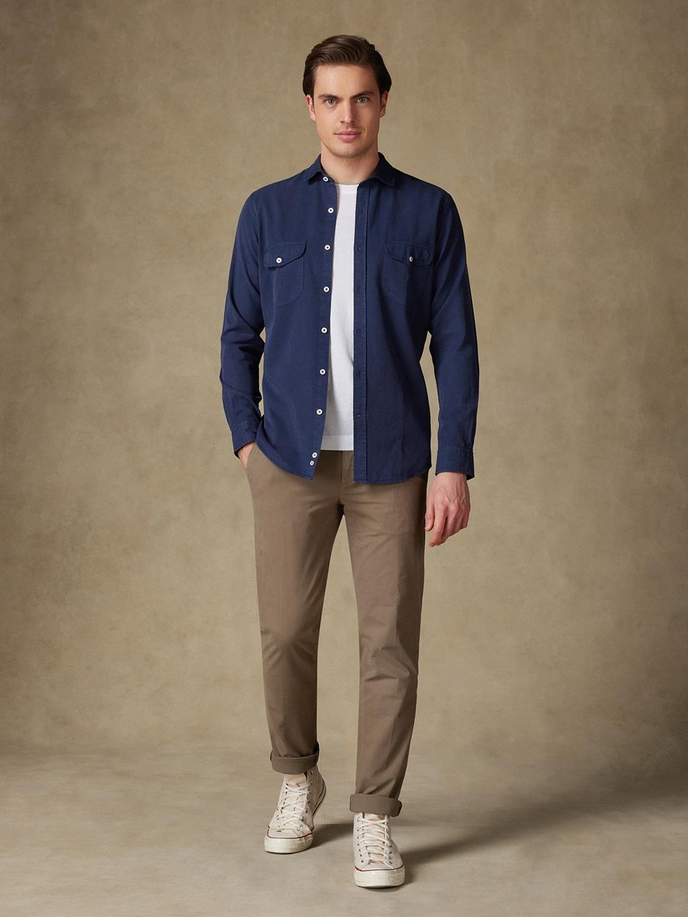 Scali shirt in navy gabardine - Limited edition