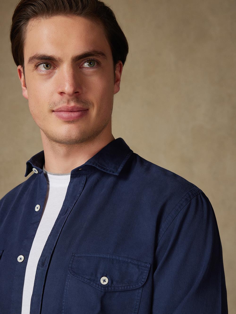 Scali shirt in navy gabardine - Limited edition