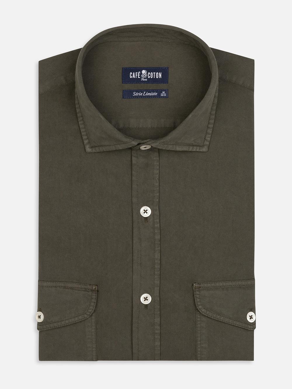 Camicia Scali in gabardine kaki - Edizione limitata