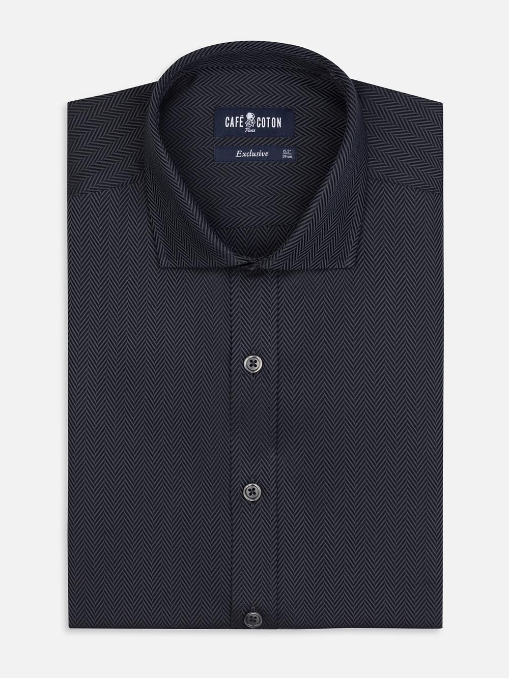 Alban herringbone shirt - Charcoal