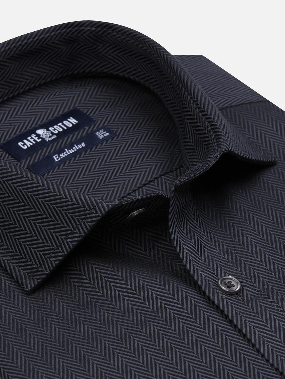 Alban herringbone shirt - Charcoal