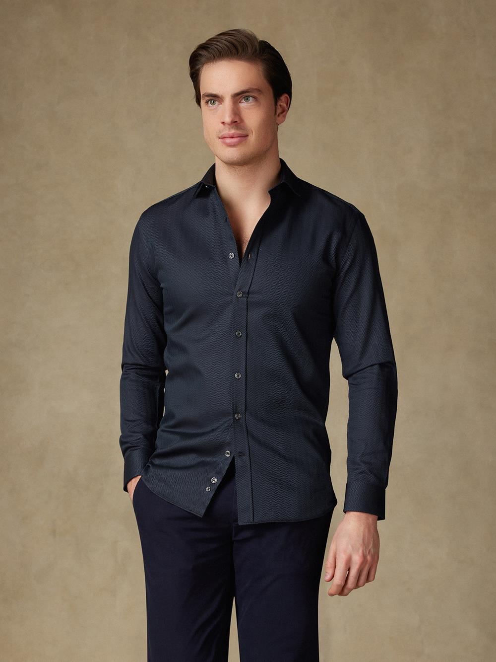 Alban herringbone shirt - Charcoal