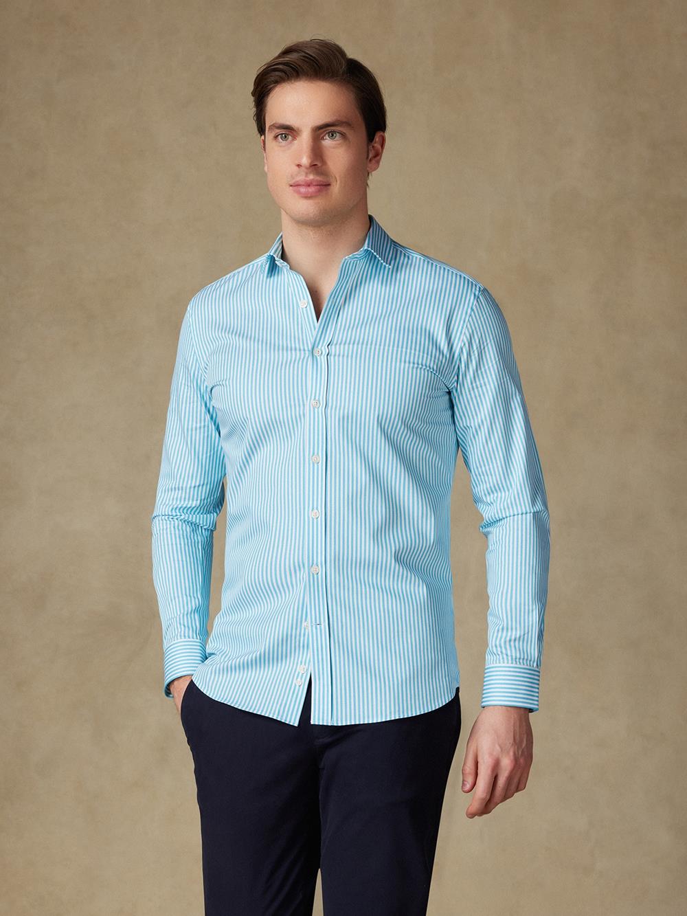 Chemise Barry à rayures turquoise