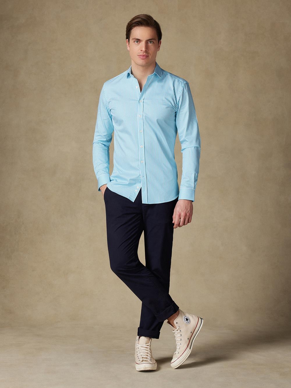 Chemise Barry à rayures turquoise