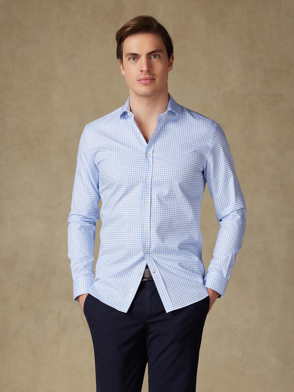 Camisa Carlton de cuadros azul cielo