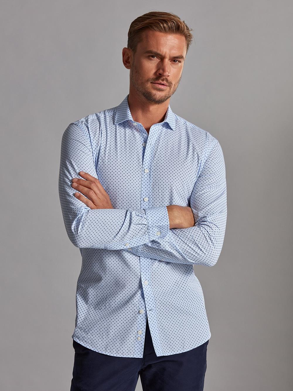 Irwin sky blue shirt with printed pattern
