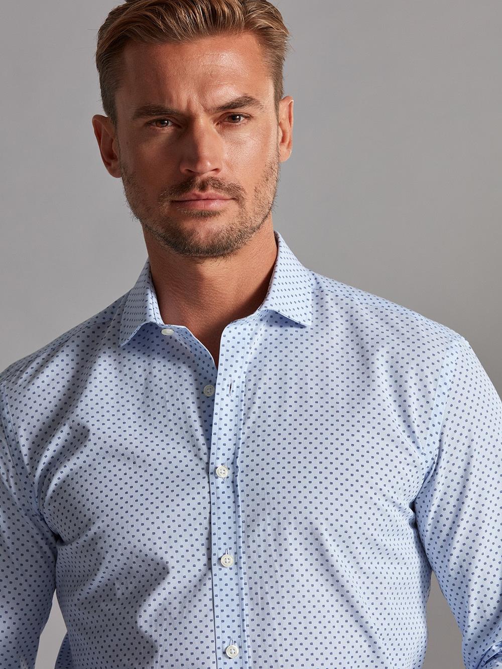 Irwin sky blue shirt with printed pattern