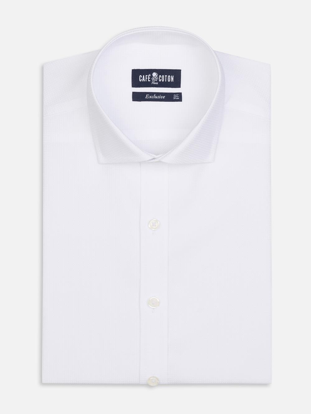 Aiden textured slim fit shirt - White