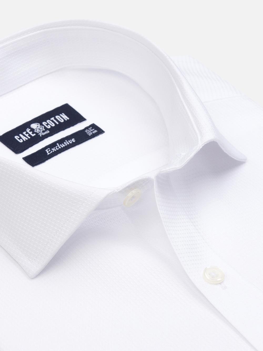 Aiden textured slim fit shirt - White