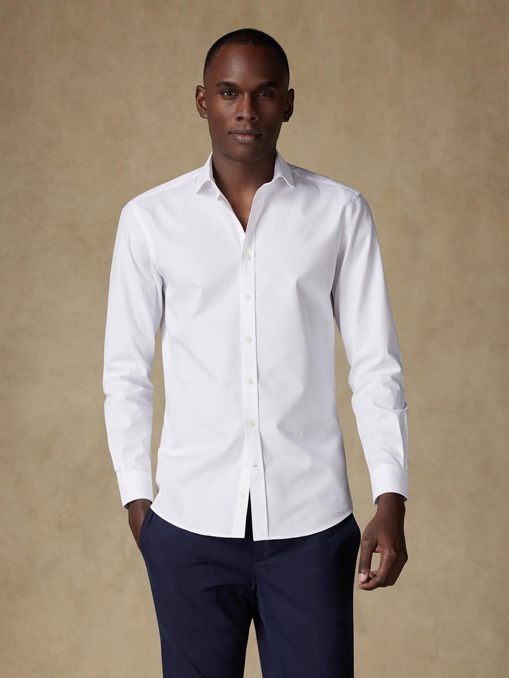 Camisa slim fit Aiden con textura blanca