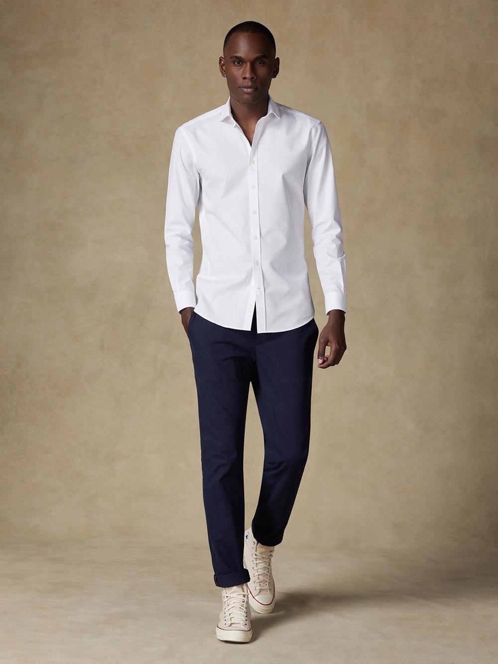 Camisa slim fit Aiden con textura blanca