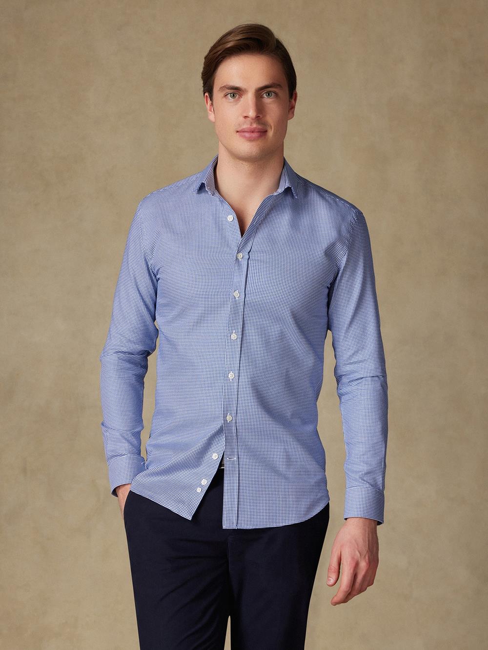 Camisa slim fit Alvin en tejido natté azul marino