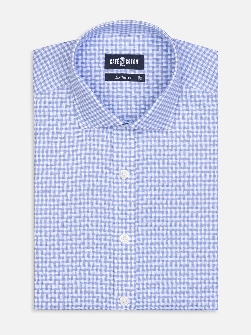 Anthony micro gingham slim fit shirt - Blue sky 