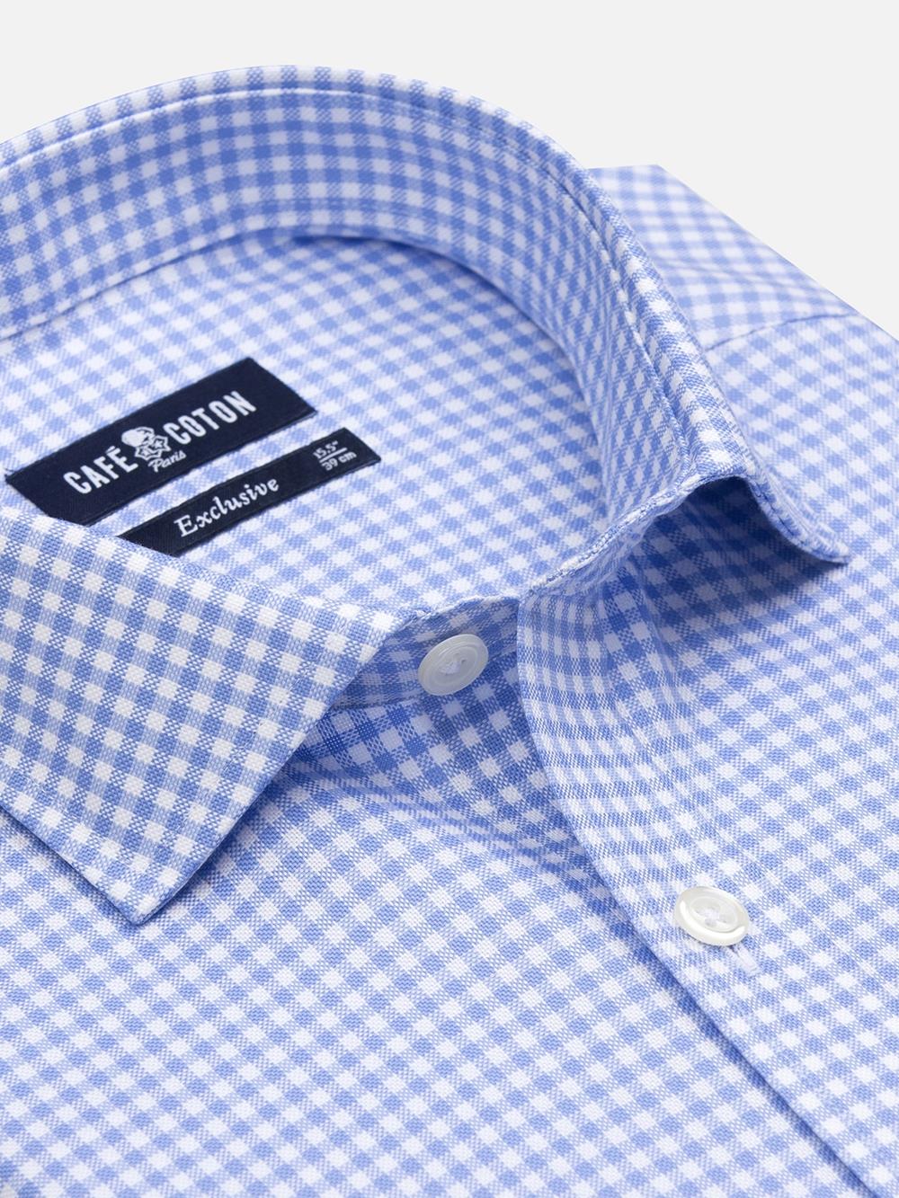 Anthony micro gingham slim fit shirt - Blue sky 