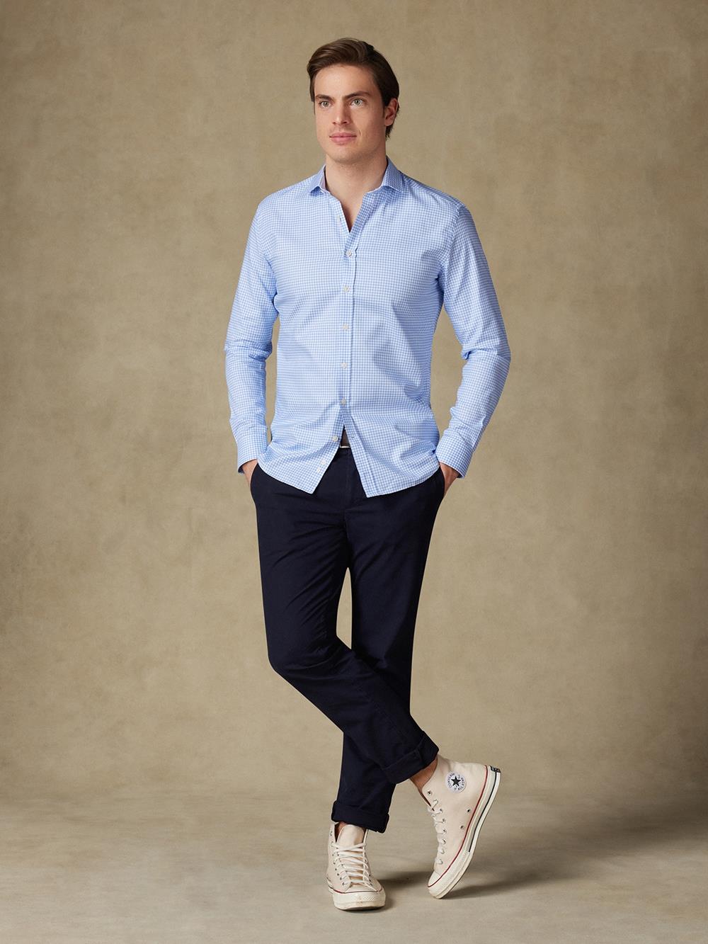 Camicia slim fit slim fit Anthony in percalle cielo