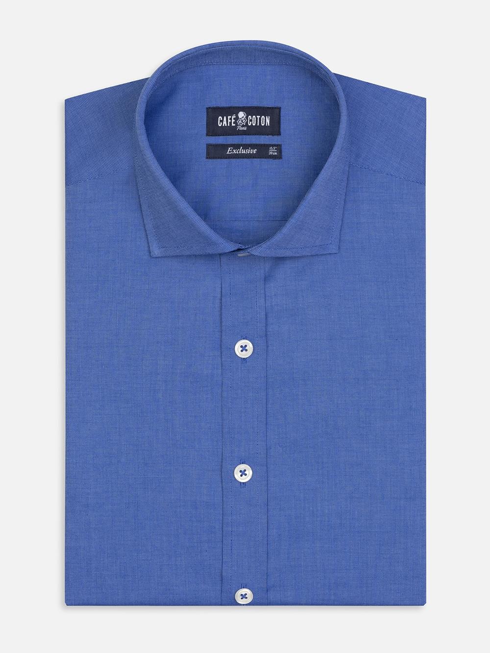 Chemise cintrée Bob en micro-oxford bleu