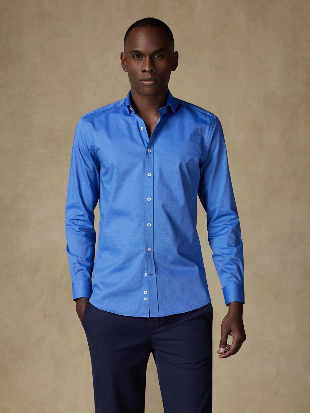 Camisa slim fit Bob en micro-oxford azul