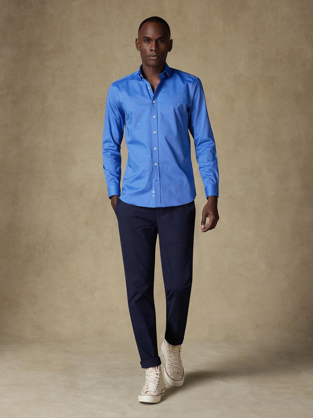 Bob micro-oxfrod slim fit shirt - Blue