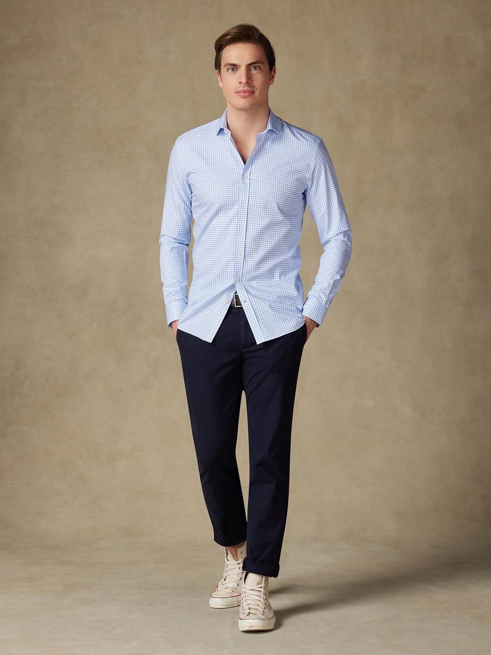 Camicia slim fit slim fit a quadri Carlton celeste