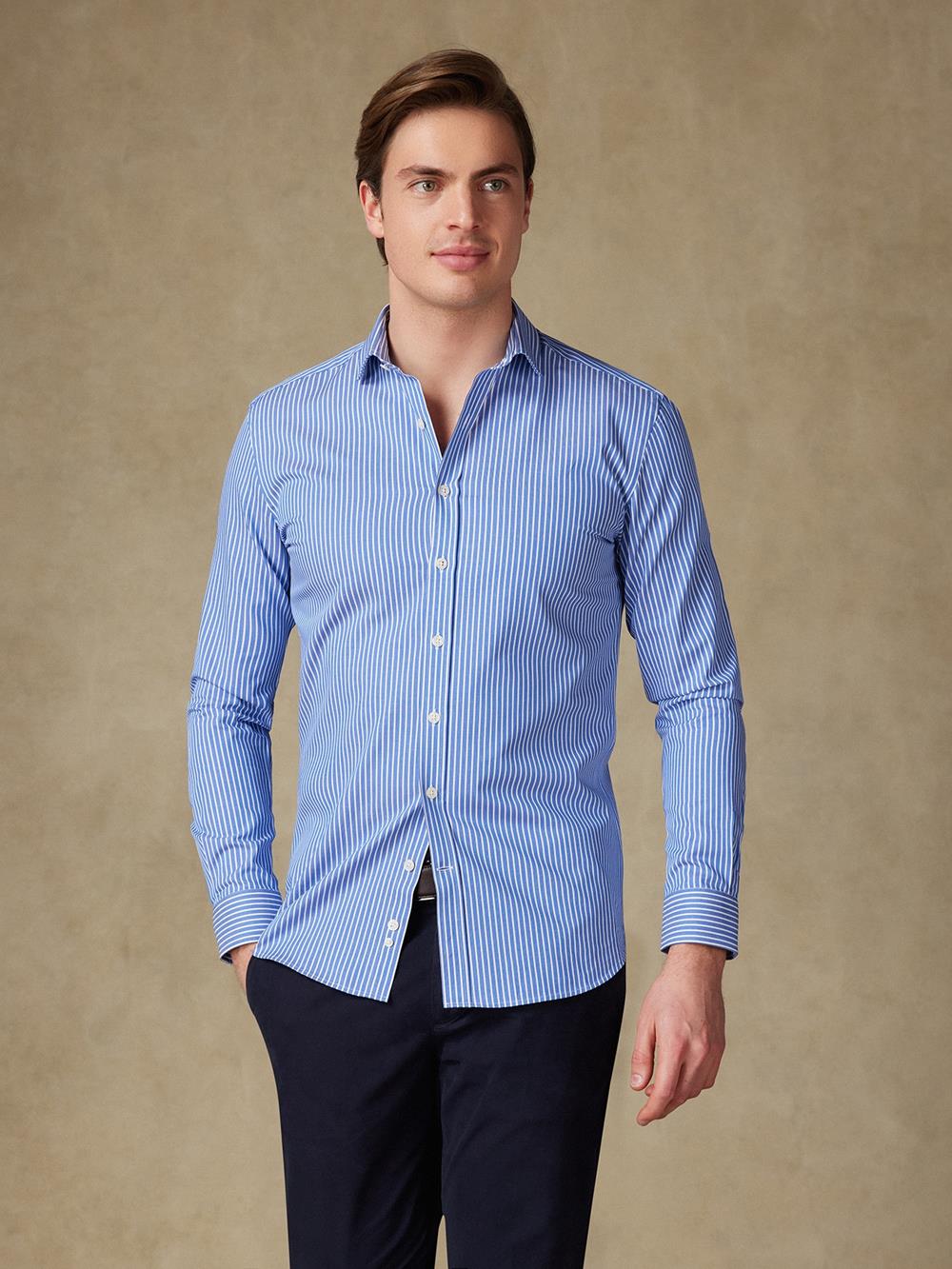 Chemise cintrée Chaim à rayures bleues 