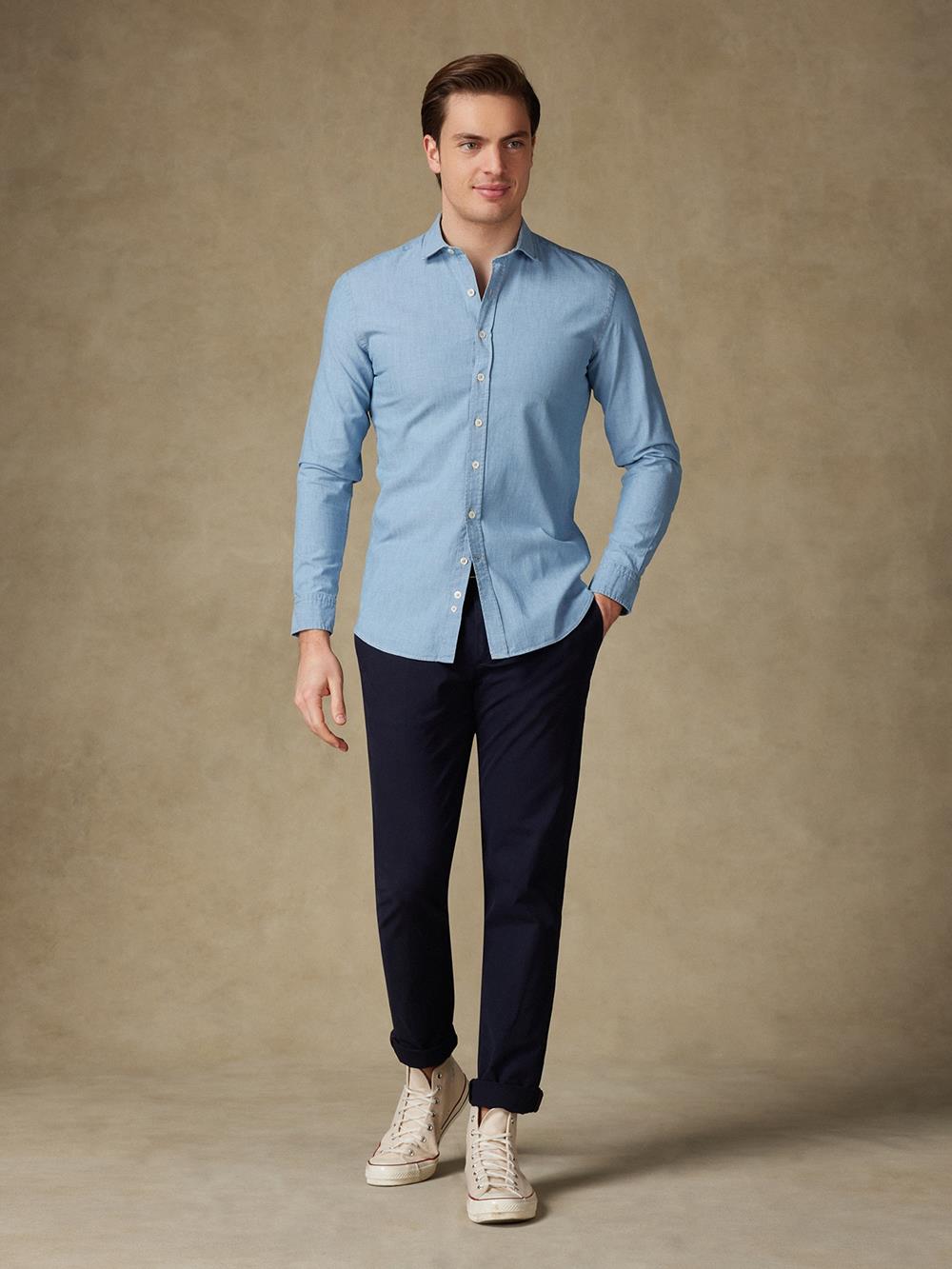 Chambray slim fit shirt - Blue sky