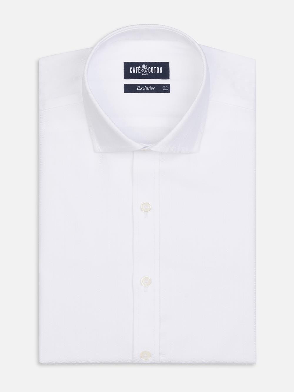 Camicia slim fit bianca spigata