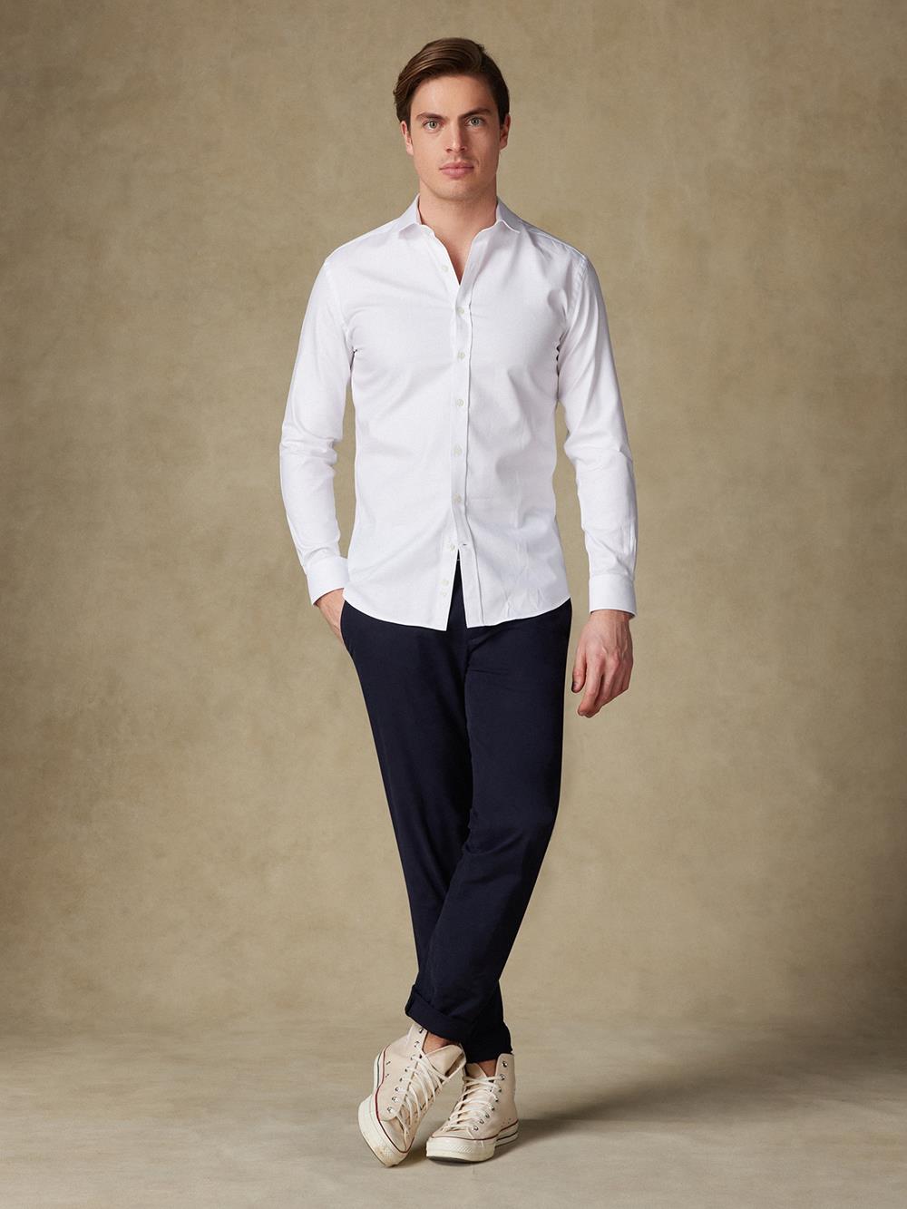 Herringbone slim fit shirt - White