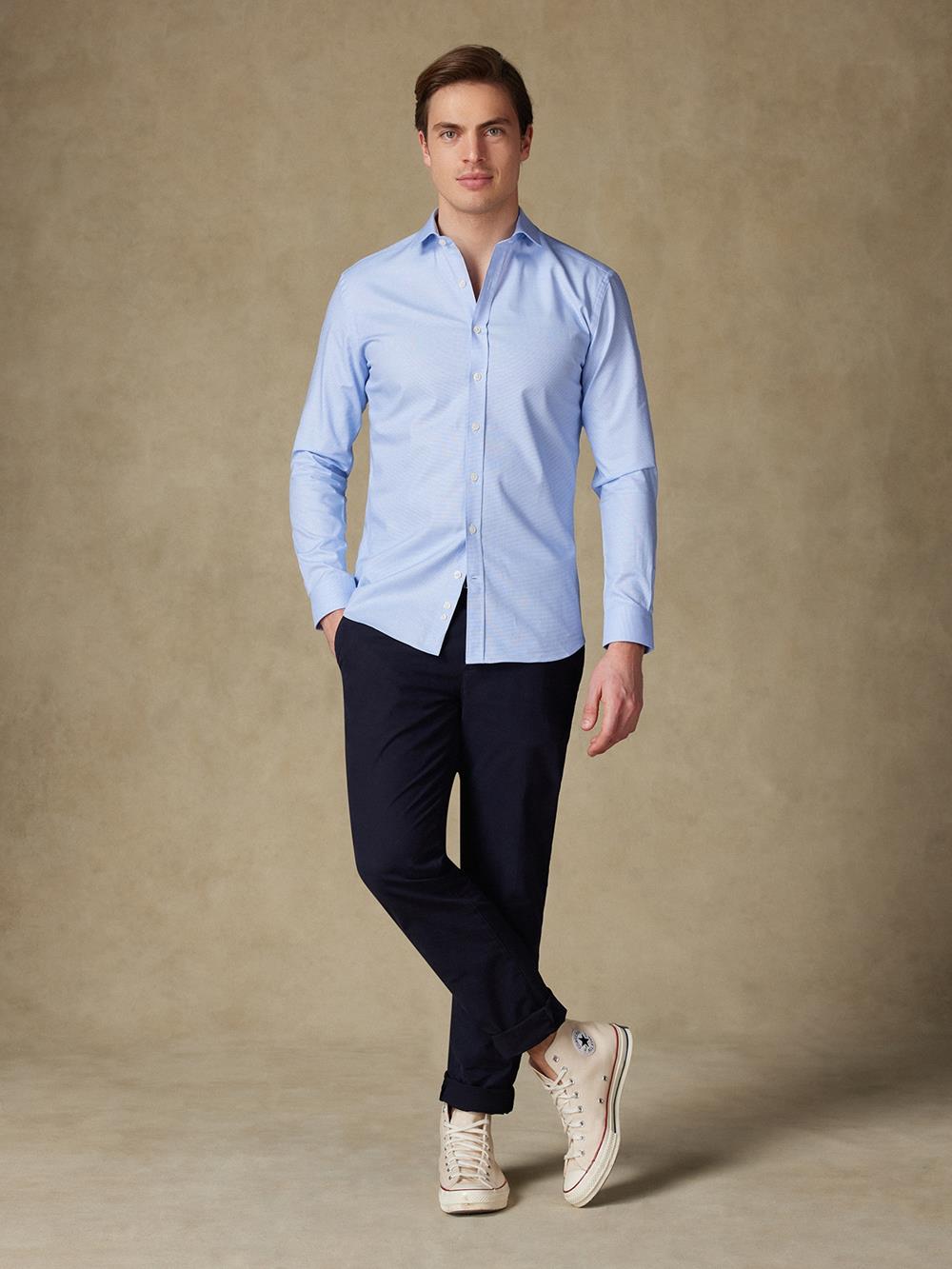 Camicia slim fit slim fit Conan con texture blu cielo