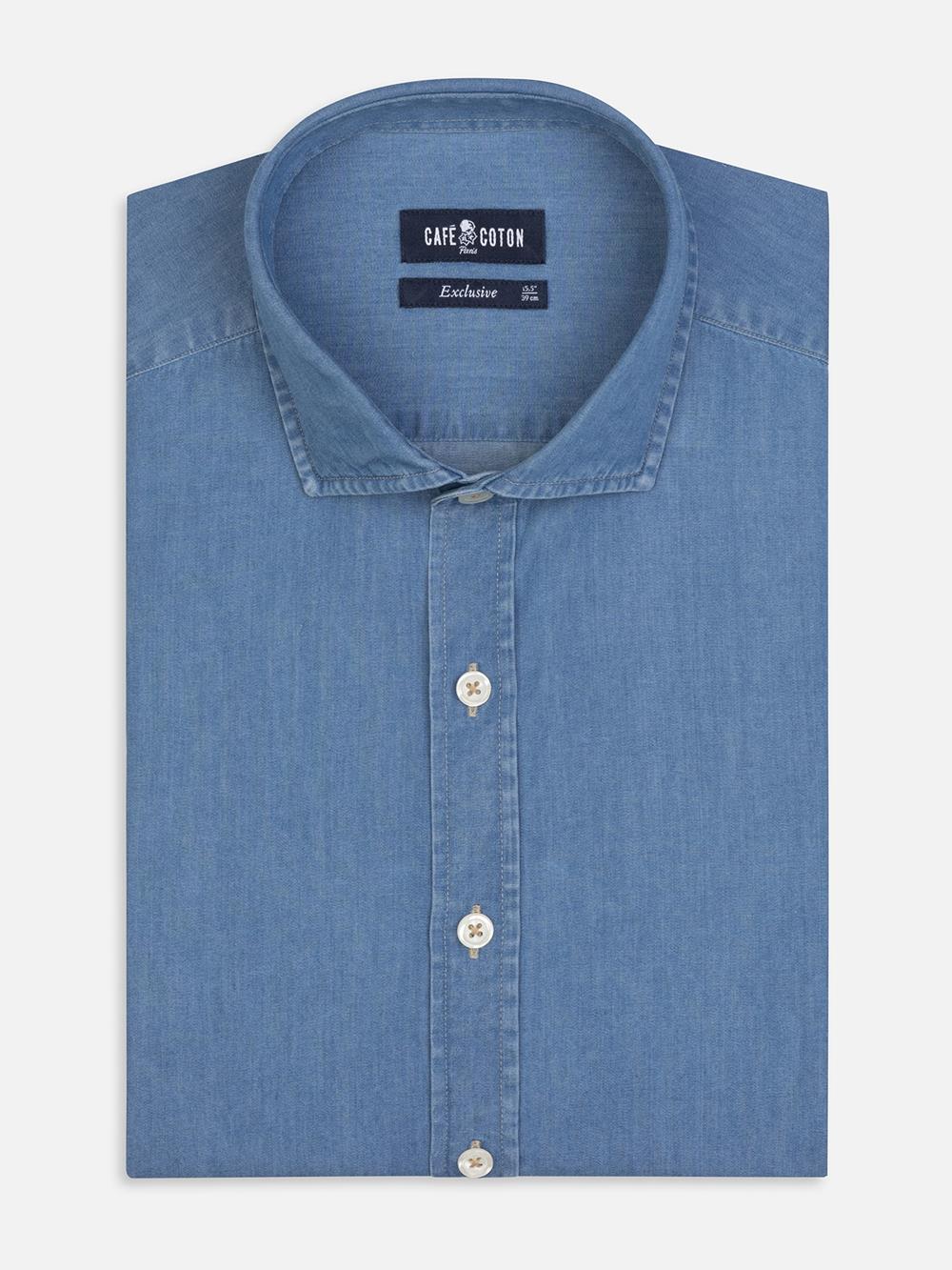 Blauw denim overhemd