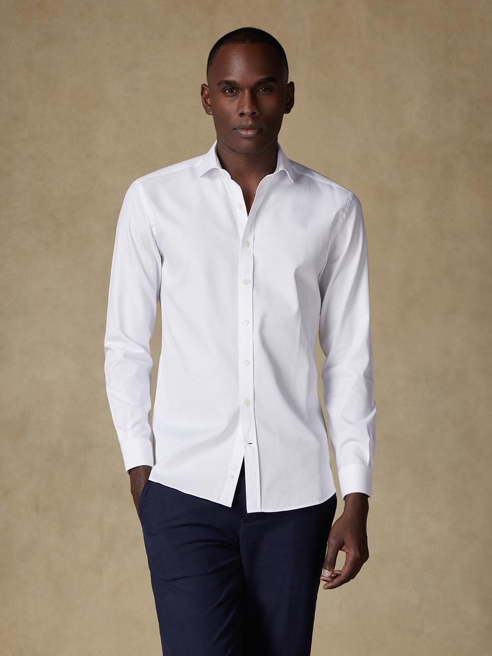 Chemise cintrée Aaron en piqué blanc - Grande longueur de manches