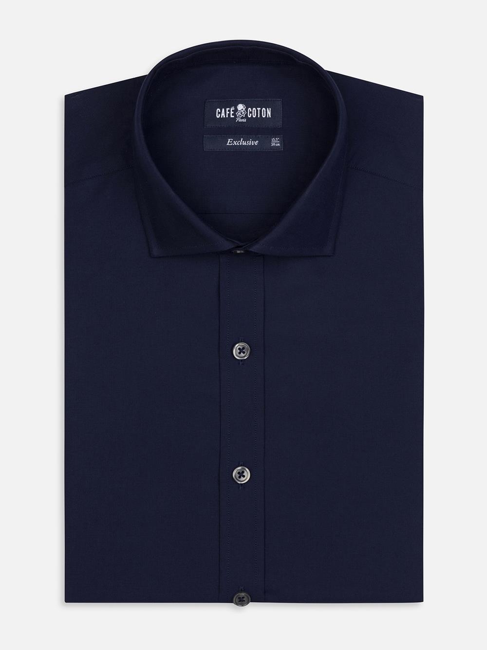 Chemise cintrée Alban marine - Grande longueur de manches