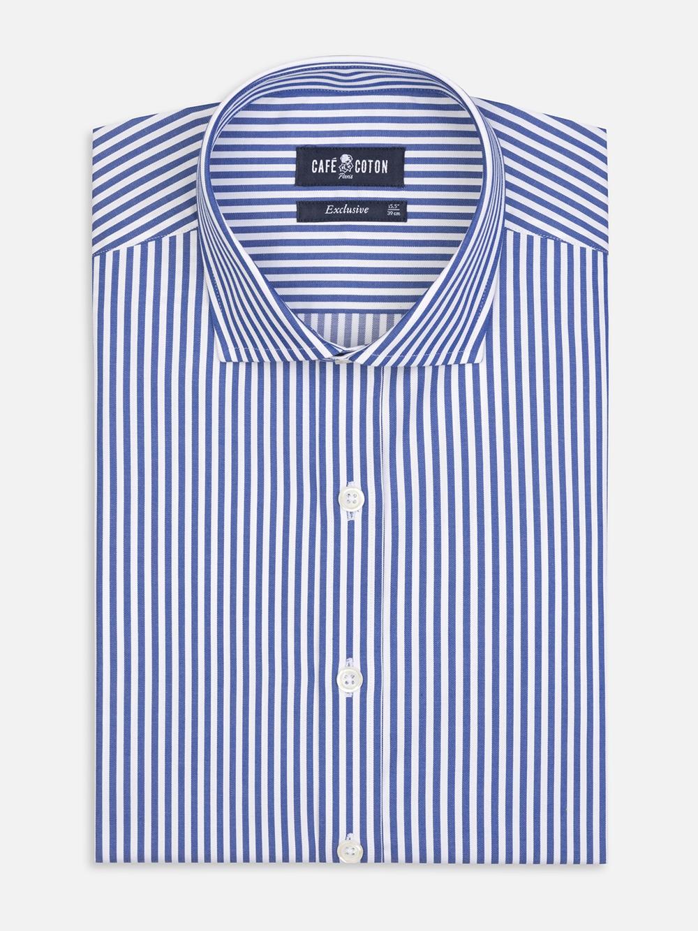 Chemise cintrée Barry à rayures marine - Grande longueur de manches