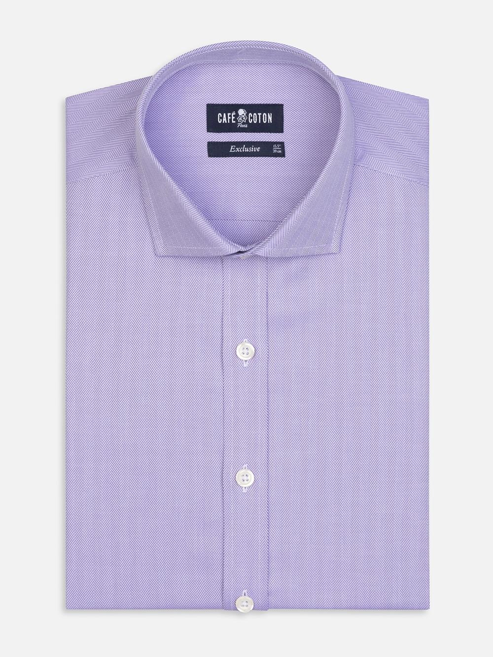 Camisa slim fit violeta de espiga - Manga Larga