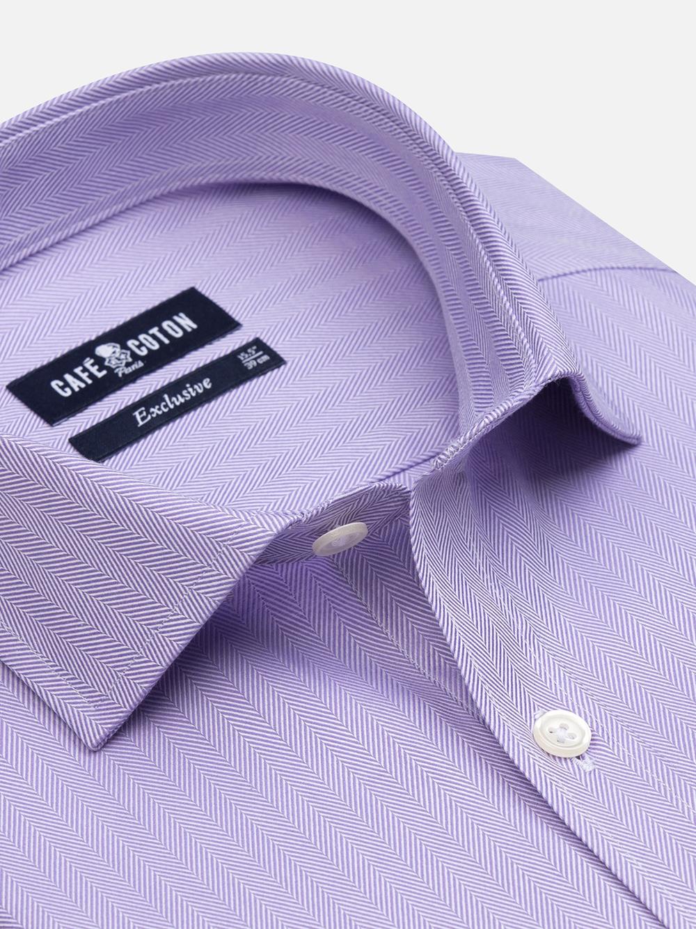 Camisa slim fit violeta de espiga - Manga Larga