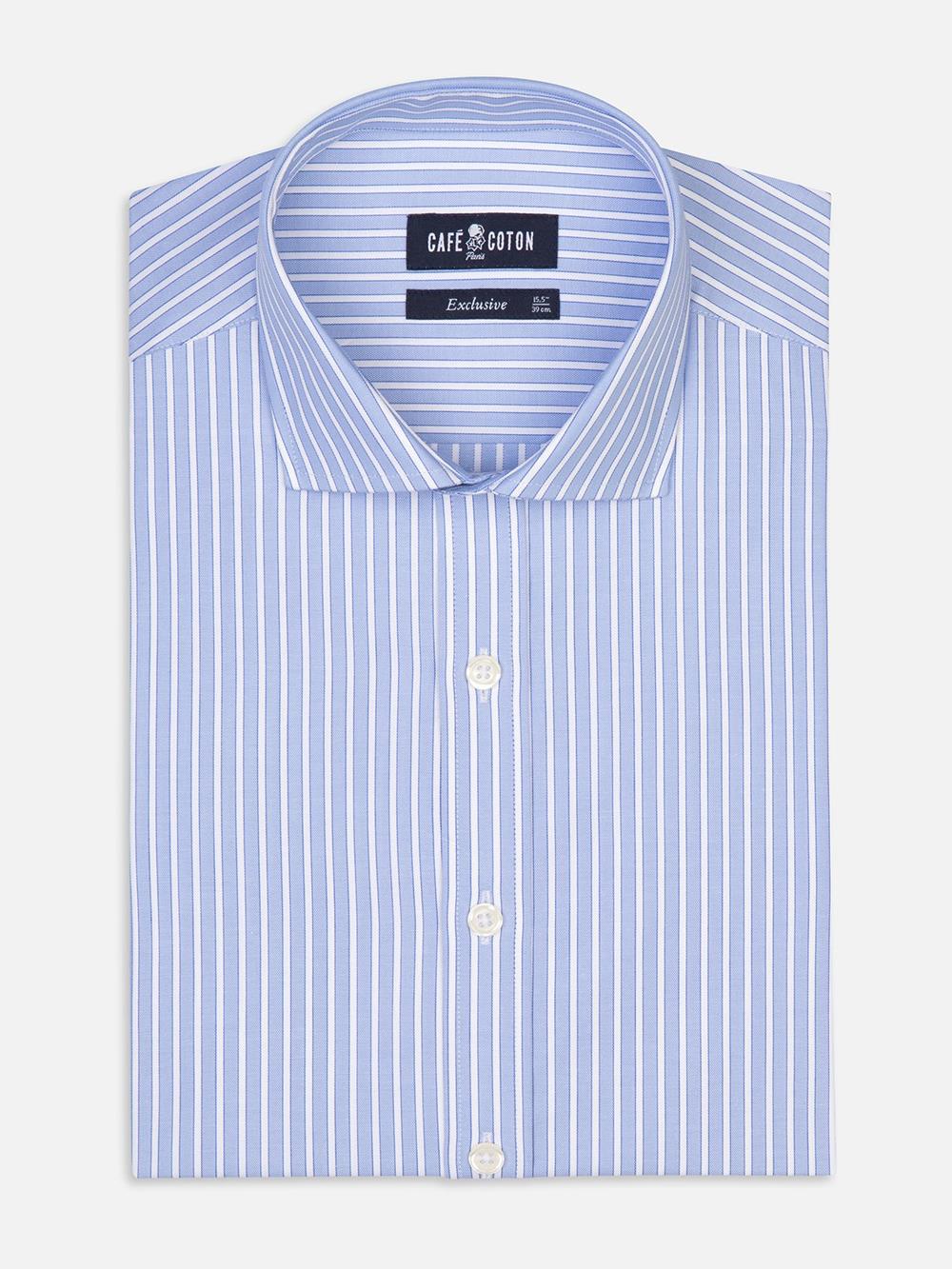 Colin sky blue striped slim fit shirt - Extra long sleeves