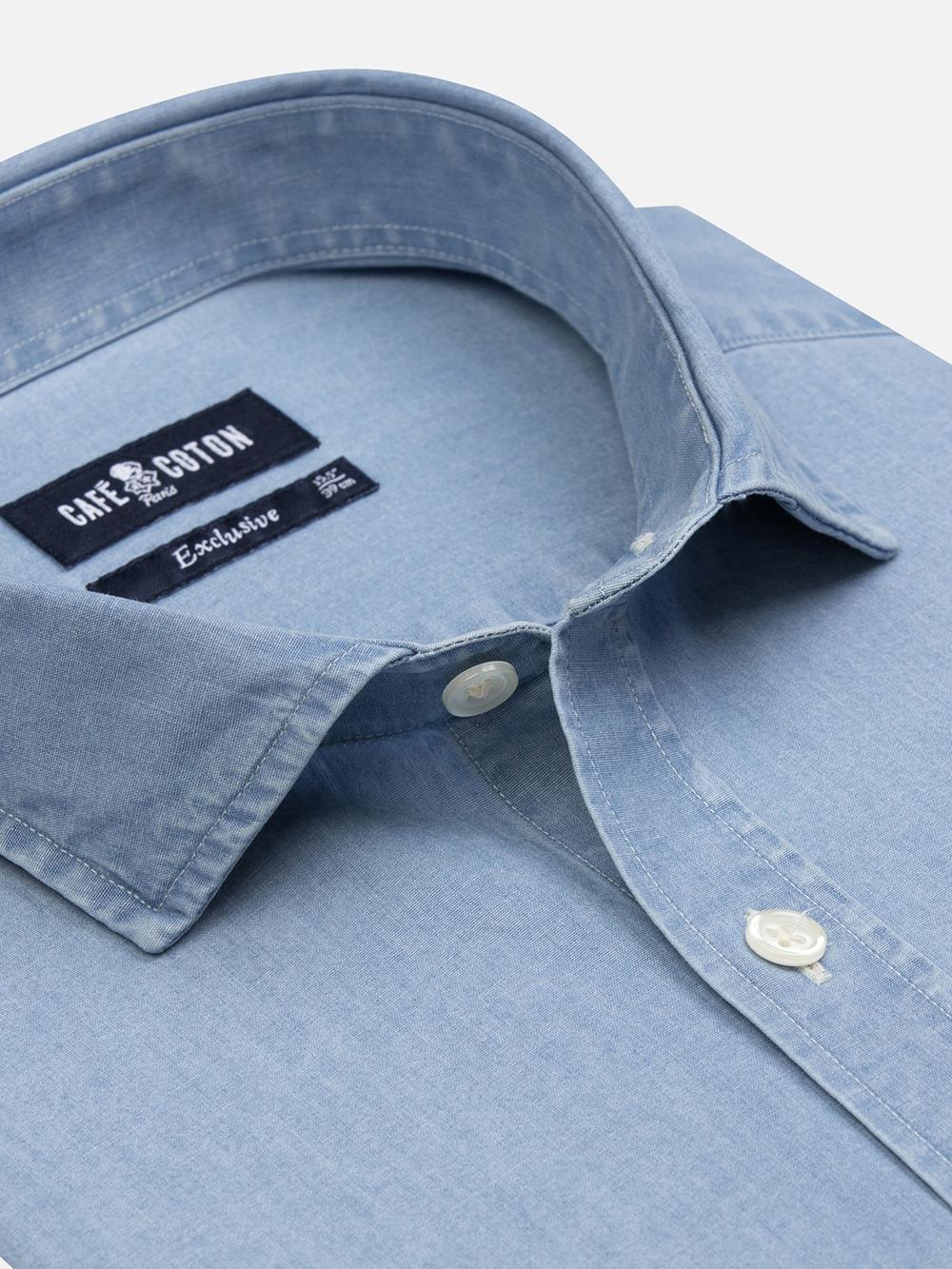 Dane blauw denim overhemd - Lange mouwen