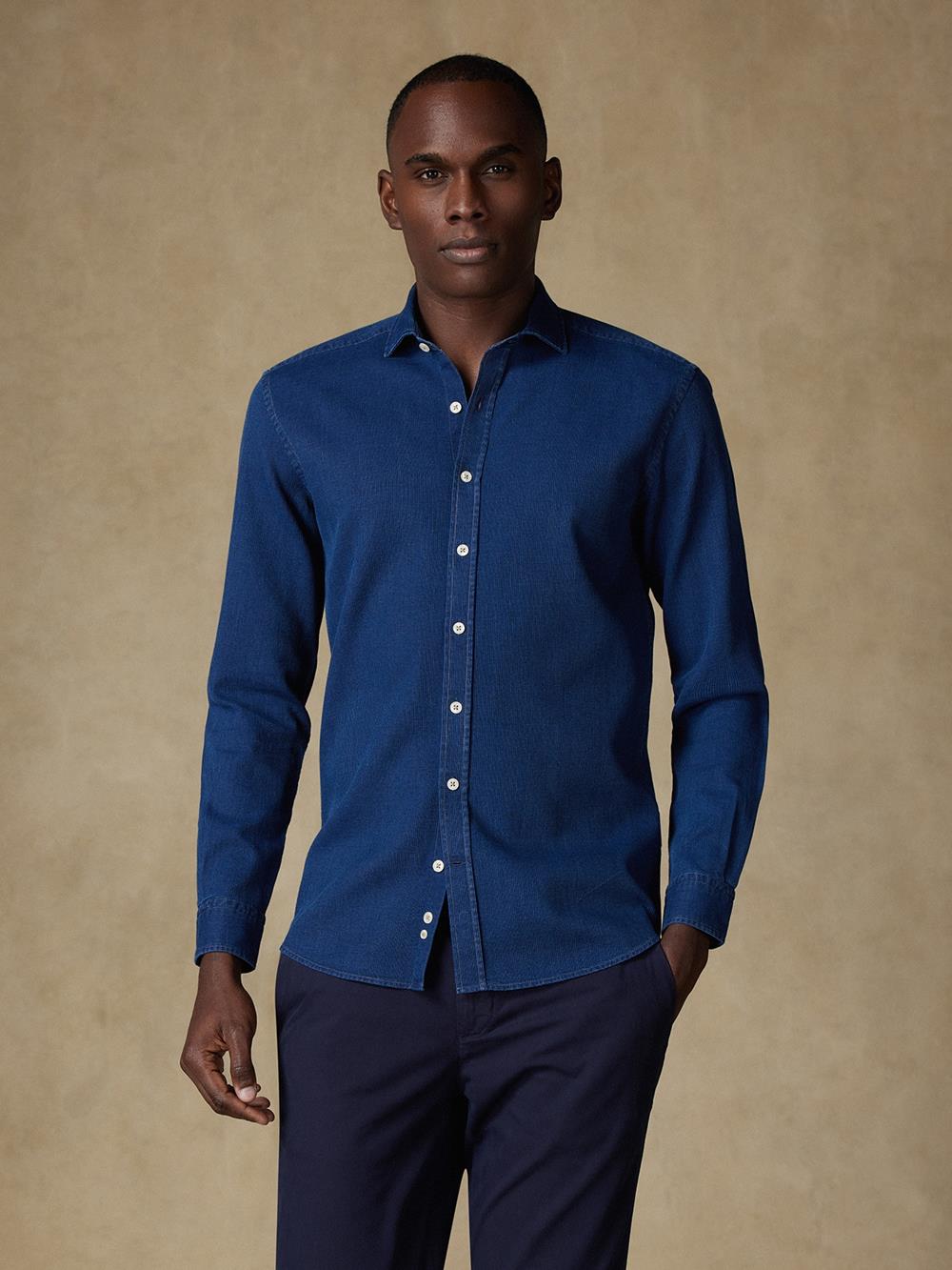 Chemise cintrée Fulton indigo  - Grande longueur de manches