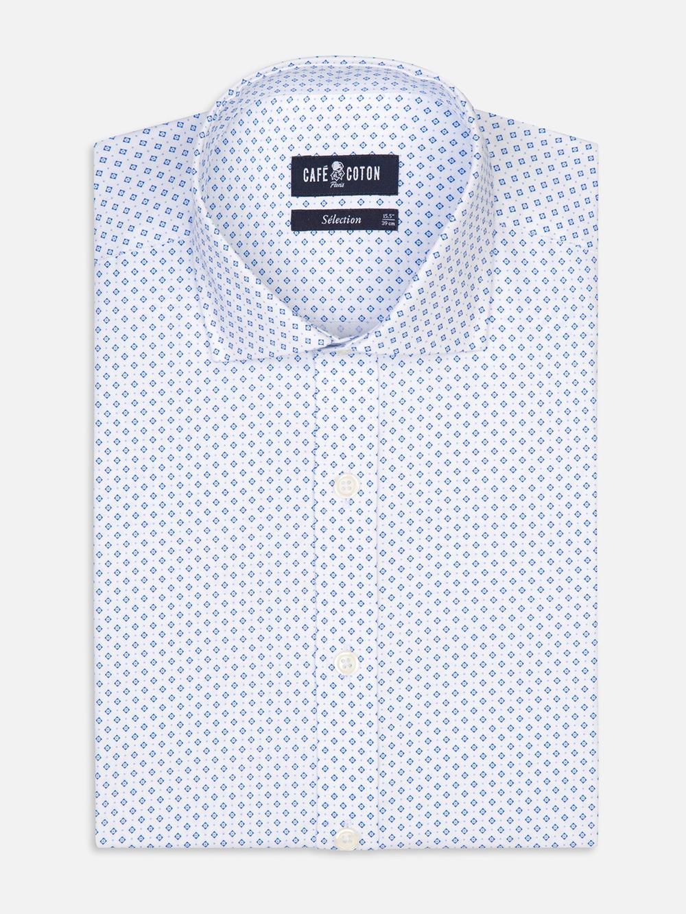 Grant slim fit shirt with sky blue printed pattern - Extra long sleeves