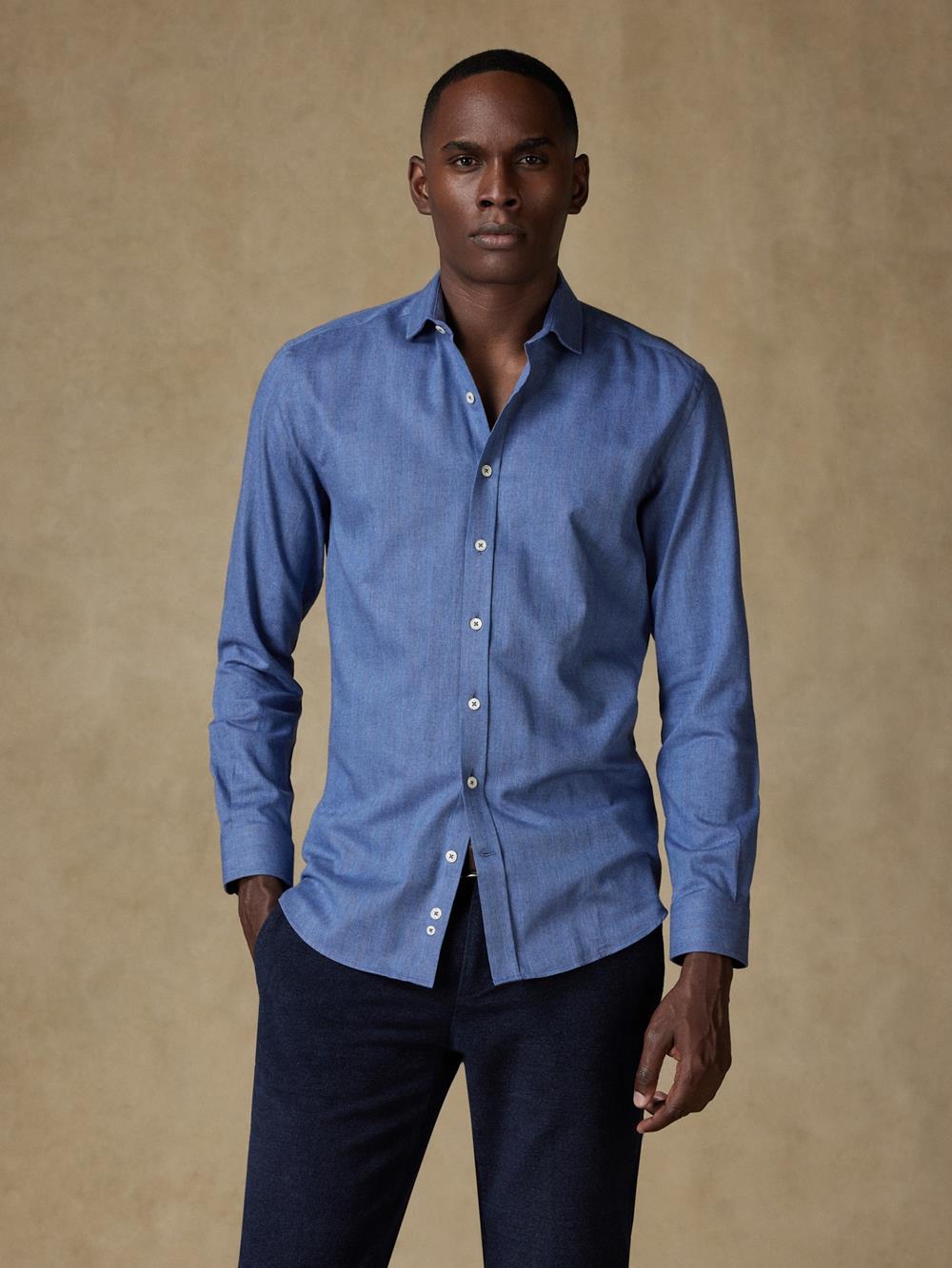  Hall blue flannel slim fit shirt - Extra Long Sleeves