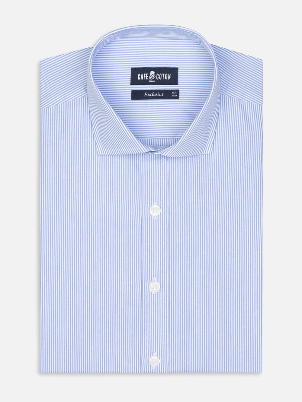Menthon-Tailliertes Hemd mit himmelblauen Streifen - Große Ärmellänge