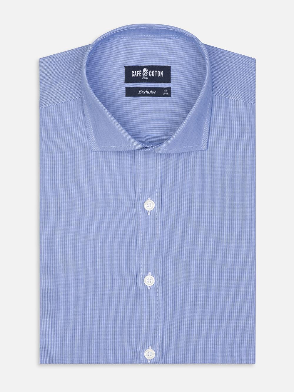 Tailliertes Hemd mit tausend Streifen blau - Große Ärmellänge
